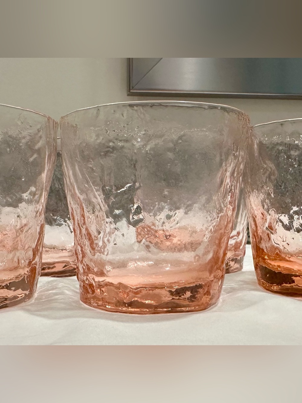 VTG Morgantown Crinkle Pink Double Old Fashioned Glasses Set of 5